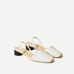 Everlane Tapered Square Toe Slingback in Bone, size 9.5
